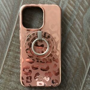 iPhone 13 Pro size case in rose gold leopard velvet caviar